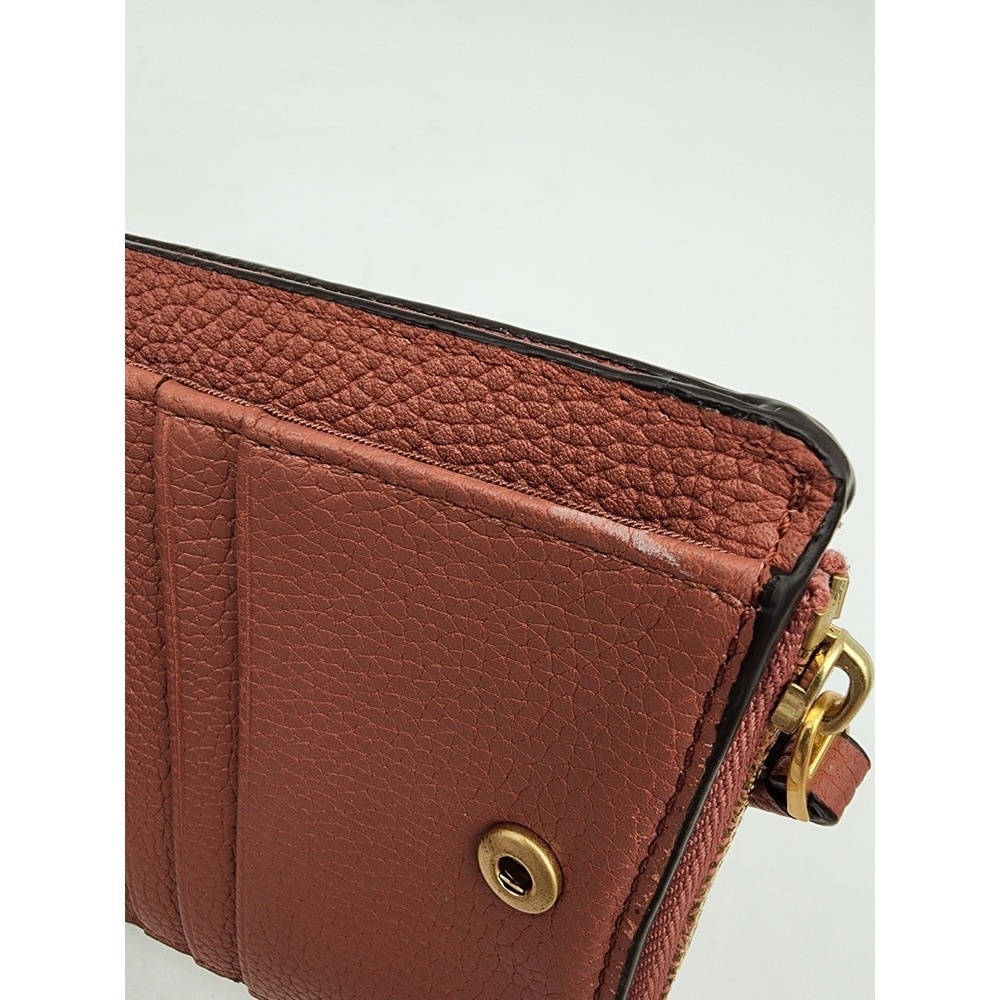 Tory Burch McGraw Mini Bifold Pebbled Leather Wallet Rosewood - Picture 7 of 14